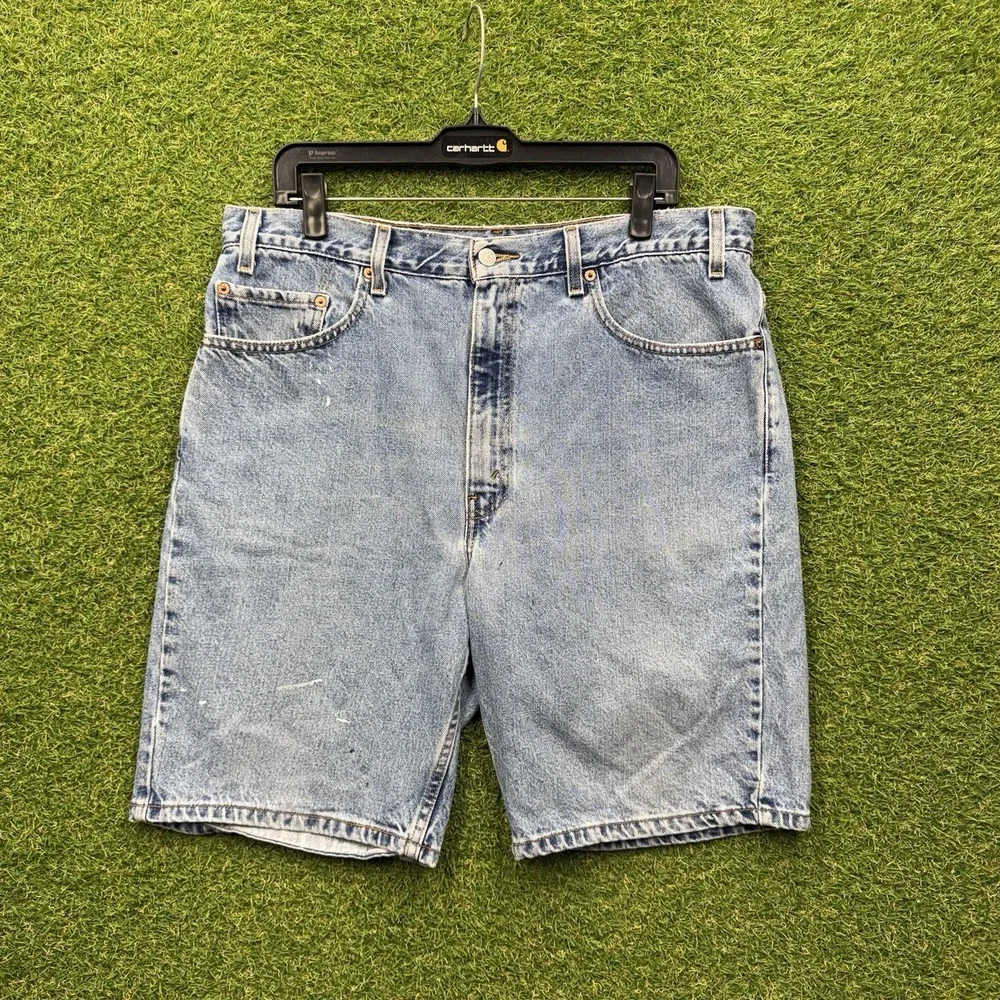 Levis 505 Jean Shorts Mens 36 Denim Jorts Baggy Loose Skater Blue 90s Workwear